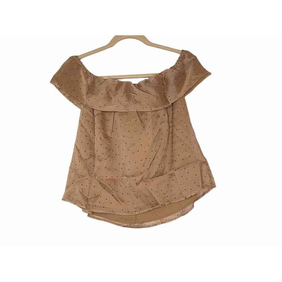 Line & Dot|Allegra Blouse Top Tan Tie Front Swiss Dotted Size L New with tags - Picture 6 of 11